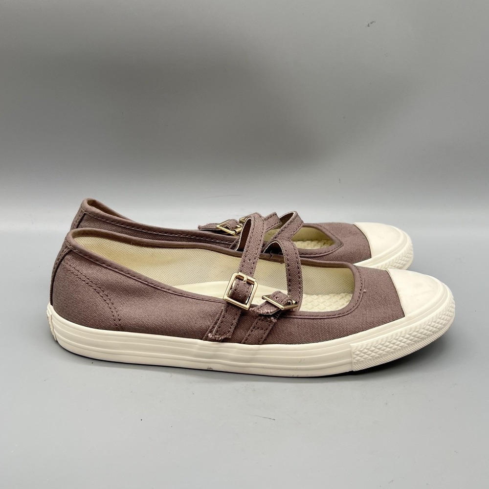 Converse Mary Jane Sneakers Womens 7.5 Brown Canvas Double Strap All Star Shoes